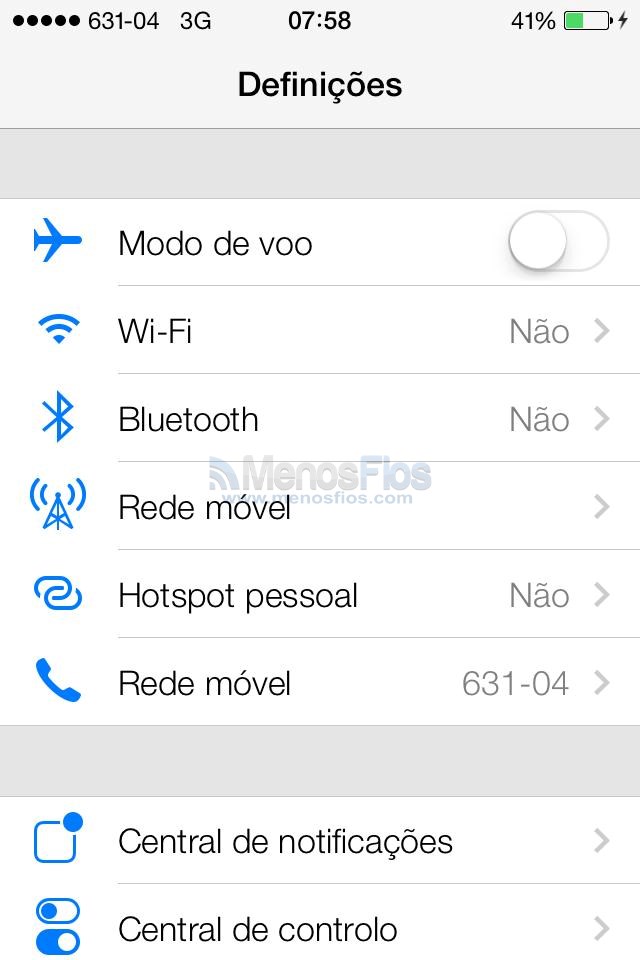 Nova interface para as definições do iOS7