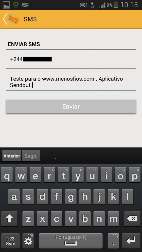 Aplicativo SMS SendOut