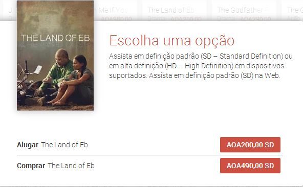 Google Play com valores em Kwanzas