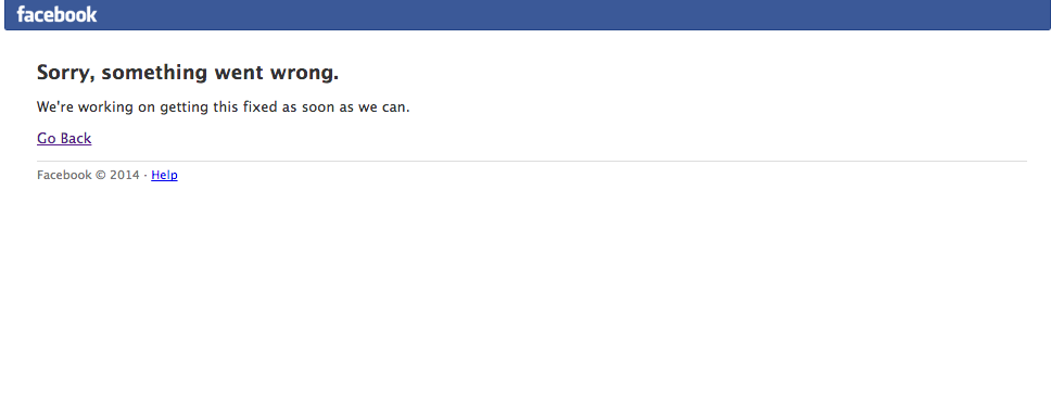 Facebook.com Sorry, something went wrong. We're working on getting