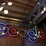 The neon Google sign in the foyer of Google’s new Canadian engineering headquarters in Kitchener-Waterloo